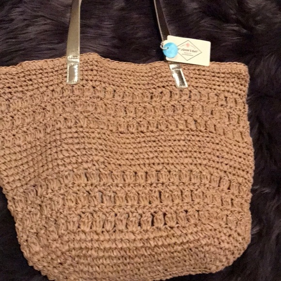 St Johns Bay straw purse with gold handles - Picture 3 of 7